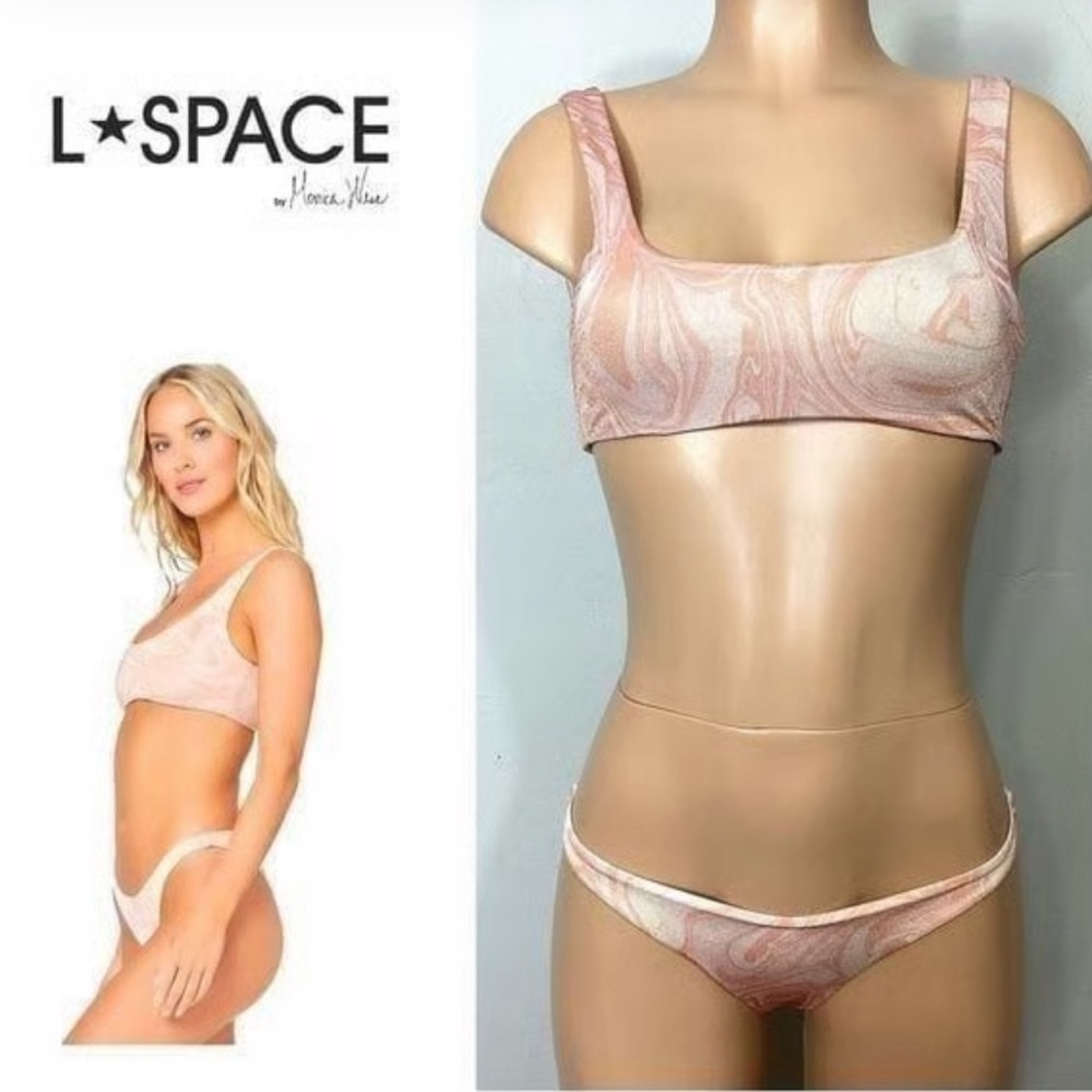 L*Space NWT Shimmer All Swirled Up Lizzie Top L & Camacho Btms M